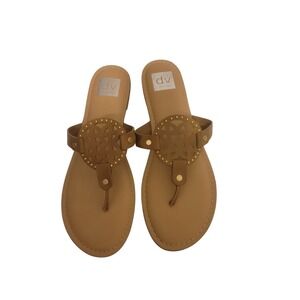 Dolce Vita Sandal Womens 11 Gotie Flip Flop Brown Tan Gold Tone Hardware DKBJ